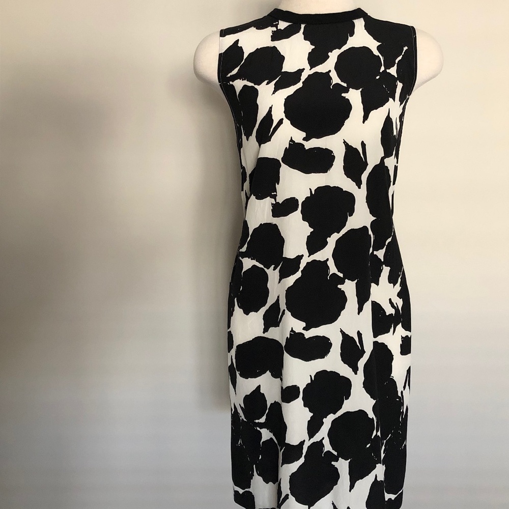 Like-New Derek Lam Black/White Floral Silk Dress